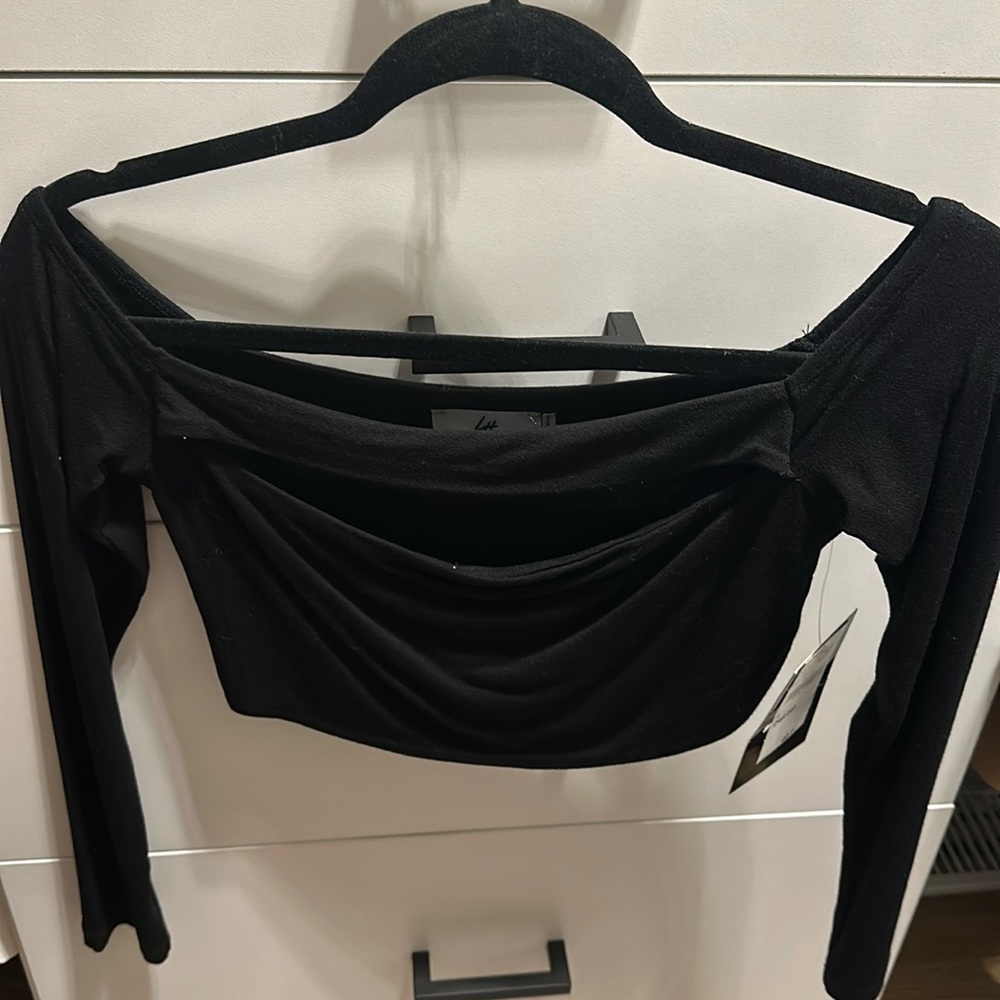 Brand new with tags never worn size large cropped shirt with keyhole